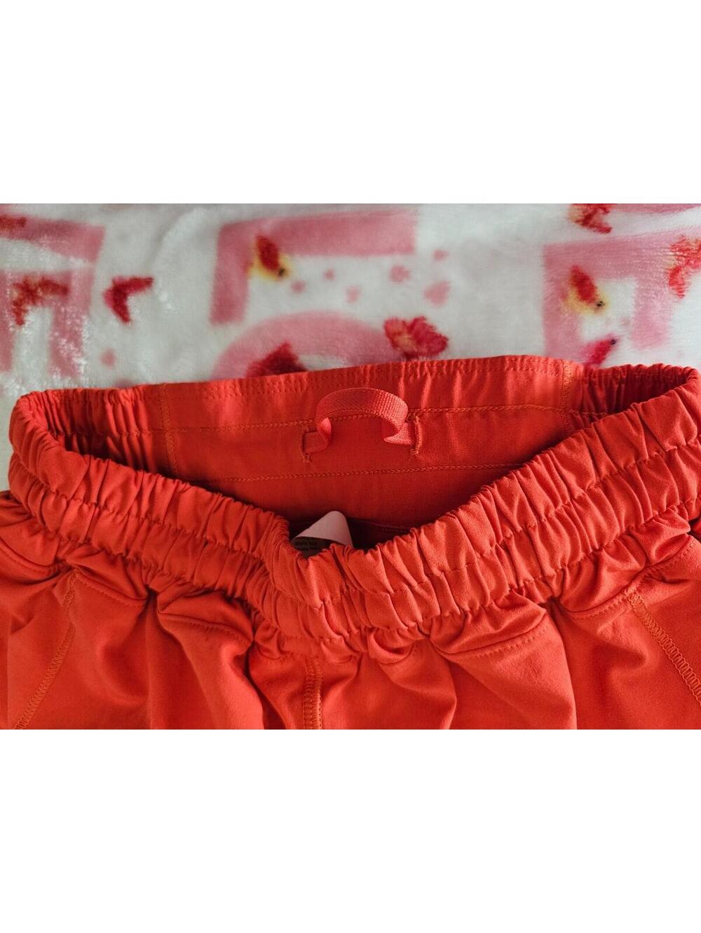 Women's Lululemon Shorts Lined Orange Size 2 Tall Elastic Waist Side Zip Pocket - Picture 7 of 16